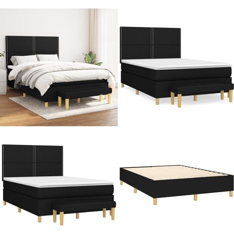 Boxspringbett mit Matratze Schwarz 140x200 cm Stoff - Boxspringbett - Doppelbett - Schlafraum - Betttisch - Bettsofa - Home & Living (1/5)