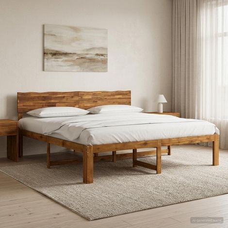 Cama doble con cabecero ROSTOCK Natural 193 x 203 cm (1/5)