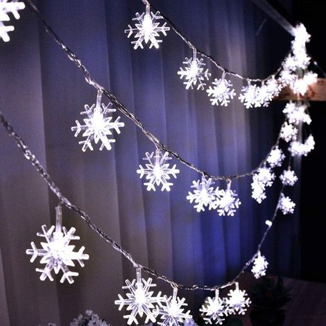 (Weiße) LED-Lichterkette, Weihnachtsschneeflocken-Lichterkette, batteriebetrieben