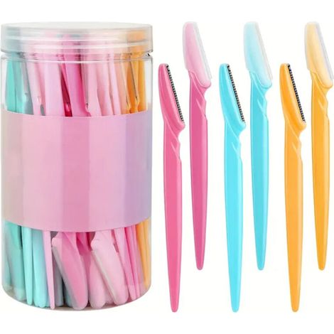 Rasoir et sculpteur de sourcils de précision (en pot) — Design anti-rayures — Outil de beauté — 40 lames par pot (couleurs assorties) (1/5)