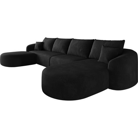 Divano angolare a U 336 cm in tessuto nero, senza montaggio, MODENUIT (1/5)