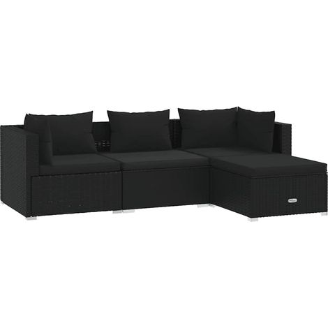 Maison Exclusive - 4-tlg. Garten-Lounge-Set mit Kissen Poly Ratta (1/5)