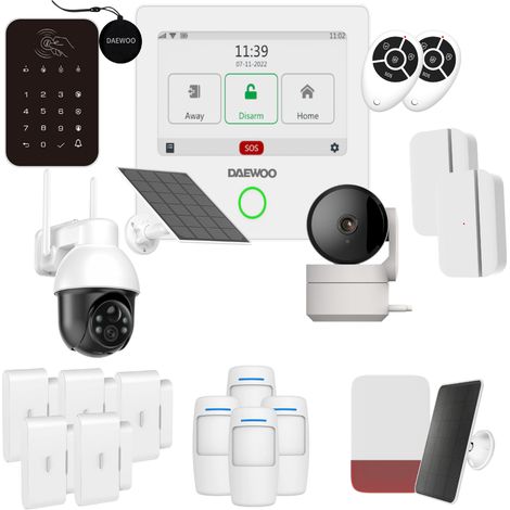 Daewoo Pack Alarme Connectée WiFi/GSM Touch 4,3 Pouces AM503 - Système sans Fil et sans Abonnement, Compatible Animaux, Détecteurs Inclus + Caméra de Surveillance Full HD, Application Mobile Incluse (1/3)