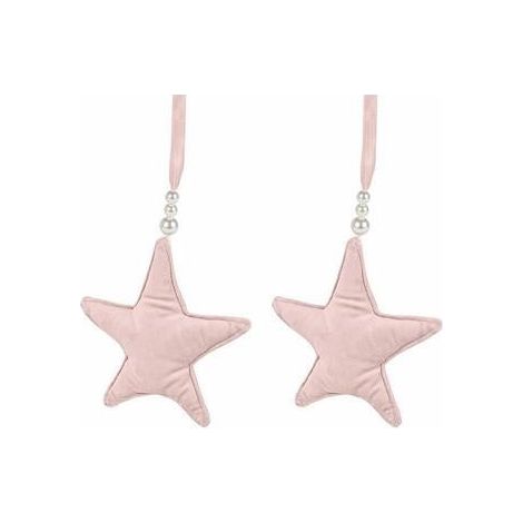 Embrasses de rideau étoile en velours rose, set de deux (lot de 3)