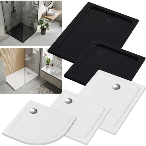 TolleTour Piatto doccia 80x80–120x90 cm bianco/nero senza/con gruppo di scarico, piatto doccia piatto (1/5)