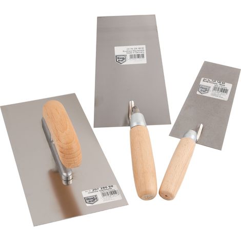 Jung Henkelmann Kellen-Set mit Holzheft Putzkelle Glättekelle Maurerkelle Stahl (1/4)
