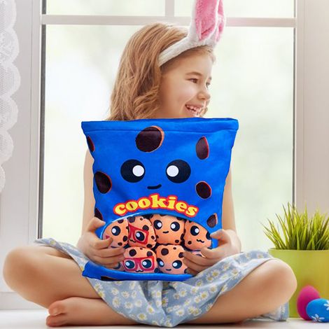 Lot de 8 coussins biscuit cookies bleus, peluche cupcake décorative, jouet original pour bureau, cadeau créatif (emballage sous vide, 1 oreiller gourmandise) (1/4)