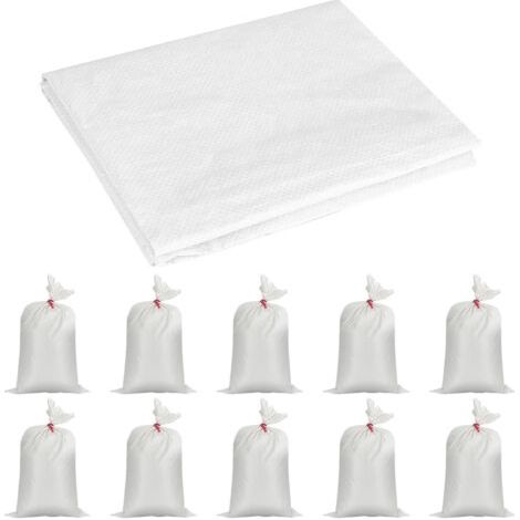 Lot de 10 sacs en tissu polypropylène - 80 x 50 cm - Sacs à céréales - Sacs d'inondation - Sacs de stockage - Sacs de jardin - Sacs à gravats - Sacs en tissu - Grand sac pour sable, saleté (1/5)