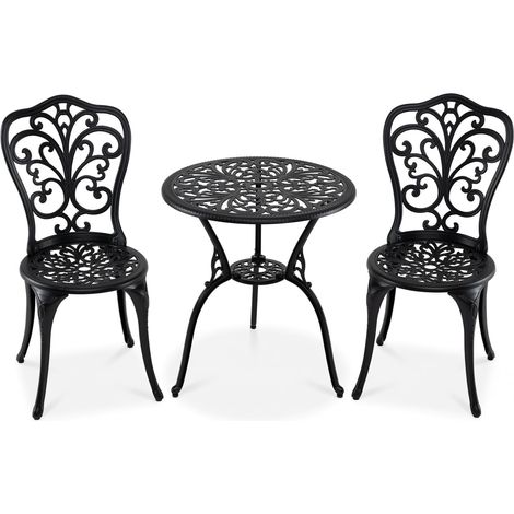 3-teiliges Bistro-Set aus Aluminium für die Terrasse mit Tisch und Stühlen