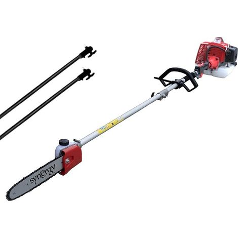 Synergy Podadora Telescópica Gasolina 65cc 4,9CV, espada 25cm, Easy Cut, 2 extensiones y accesorios incluidos