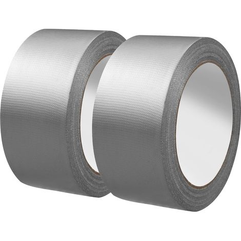 Cinta adhesiva resistente al agua (2 unidades), 48 mm x 18 m, ideal para reparaciones, fijación, sellado, etiquetado y bricolaje (plateada). (1/5)