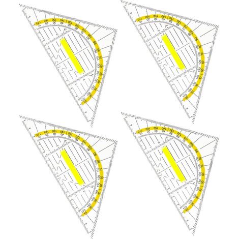 Kit de dessin triangulaire 4 pièces avec poignée et échelles (1/5)