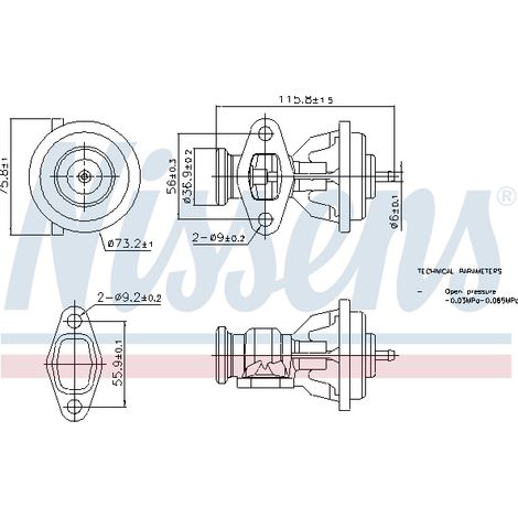 Vanne EGR Nissens 98439 MERCEDES-BENZ 0021400060 0021401760 0021402660