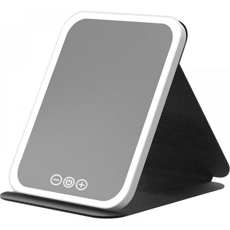 Miroir Pliable - Éclairage Doux 4500K-5000K - 3 Modes Éclairage - Charge USB-C - 5 W - 23 x 17,5 cm - Blanc