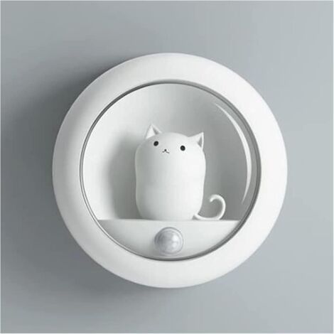 Veilleuse LED En Forme De Chat Mignon, Veilleuse Avec Détecteur De Mouvement, Rechargeable Par USB Veilleuse Pour Placard Chambre à Coucher (Blanc) (1/5)