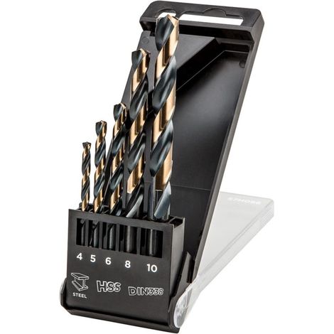 Brocas para metal HSS-CNC, 124°, "Pro-Tec", 4,0 - 10 mm, juego de 5