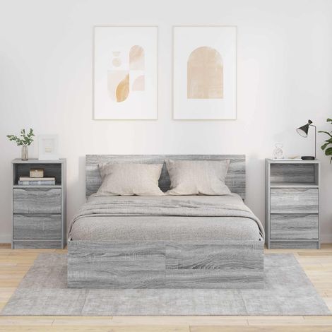 vidaXL Bedside Tables 2 pcs Grey Sonoma 40 x 30 x 67 cm (1/5)
