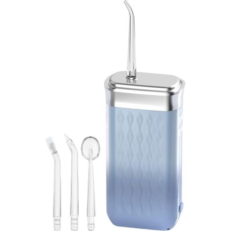 Douche dentaire, sans fil, réservoir de 200 ml, silencieuse, étanche, pression réglable, avec 4 embouts, pour le nettoyage dentaire des adultes et des adolescents (1/5)