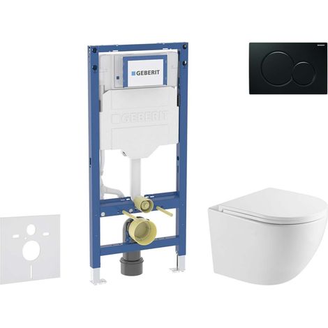 Geberit Duofix - Set de bâti-support, cuvette Oudee et abattant softclose, plaque de déclenchement Sigma01, noir SANI11CA5161