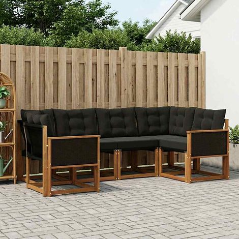 vidaXL Outdoor-Sofagarnitur mit Kissen 6 pcs Natürlich und Schwarz (1/5)
