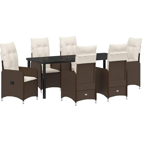 Maison Exclusive - Set da Pranzo per Giardino 7 pcs Marrone polyrattan