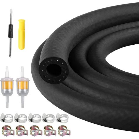 Tuyau de Carburant 8mm 1 mètres Avec tournevis, 10 Serrages et 2 filtres (1/5)