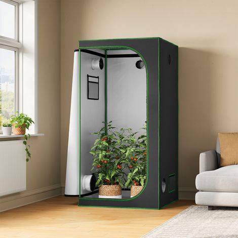 WOLTU Growzelt Gewächshaus Growbox Pflanzenzelt Zuchtzelt Zuchtschrank mit Belüftungsöffnungen Beobachtungsfenstern, für Balkon Garage, 100x100x200 cm, Schwarz