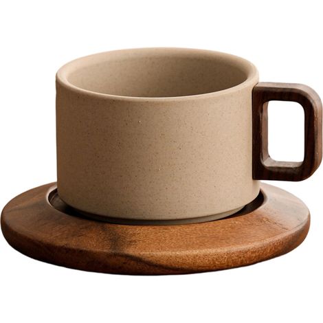 Tazza in ceramica artistica con manico in legno - Clay C