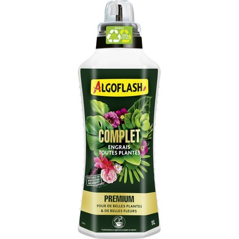 ALGOFLASH ENGRAIS LIQUIDE COMPLET TOUTES PLANTES, UTILISABLE EN AGRICULTURE BIOLOGIQUE, BOUCHON DOSEUR INCLUS - 1 L