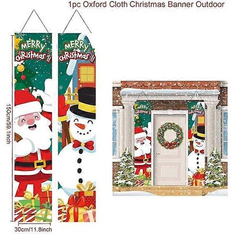 Décoration de porte de Noël, bannière Joyeux Noël, décoration à suspendre pour la maison, ornement de Noël, cadeau de bonne année, Père Noël, bonhomme de neige (1/5)