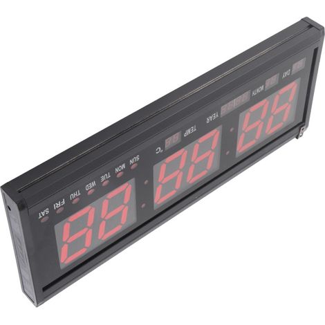 Digitale LED-Wanduhr mit Datums-, Temperatur- und Zeitanzeige – Tischuhr für Zuhause, EU-Stecker 110–240 V, großes Display (1/5)
