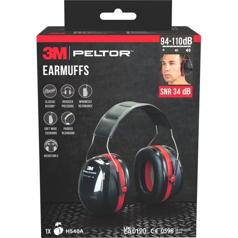 Casque anti-bruit 3M™ PELTOR™ Optime™ III H540A, SNR 34 dB, noir/rouge (1/5)