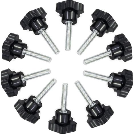 10 vis à oreilles en plastique M6 x 40 mm, vis à tête en caoutchouc avec poignée en forme de prune à six branches, vis à oreilles de rechange pour équipements industriels (1/5)