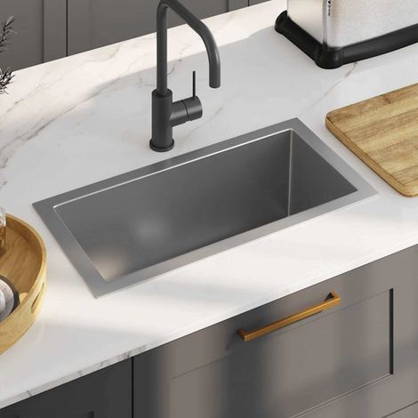 Évier de cuisine en acier inoxydable fait main 60x30 cm – Épaisseur 2,5 mm, finition brossée, insonorisé, anti-condensation, montage sous plan ou encastrable (1/5)