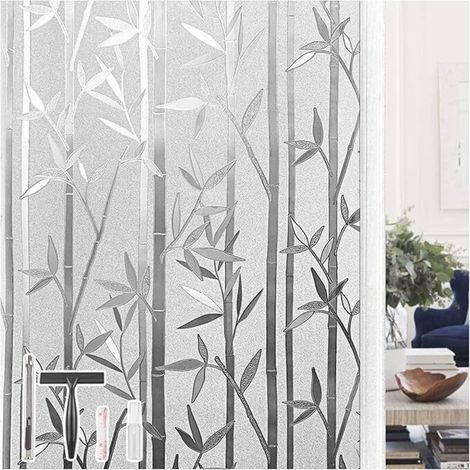 Fensterfolie, elektrostatische Fensterfolie, blickdicht, UV-beständig, ohne Klebstoff, für Küche und Schlafzimmer, Bambusmuster, 44,5 x 200 cm