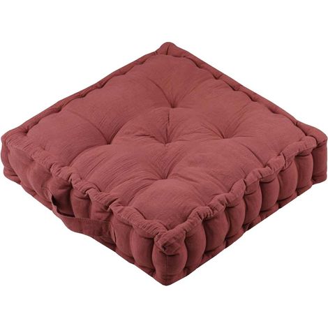 Coussin de sol en coton et gaze de coton Terracotta 44 cm