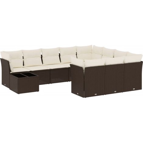 Maison Exclusive - 11-tlg. Garten-Sofagarnitur mit Kissen Braun P