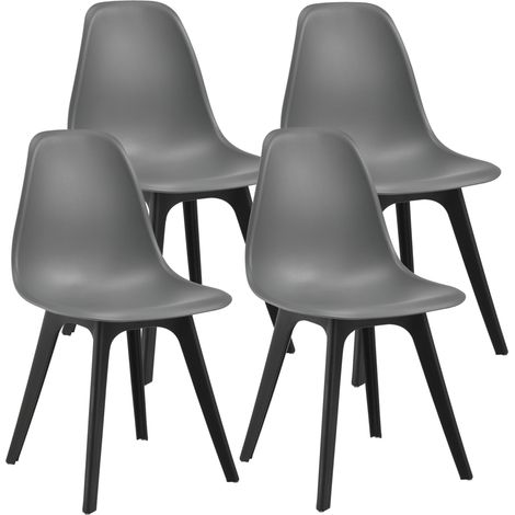 Juego de 4 sillas de diseño para cocina y comedor de plástico gris y negro 030003707