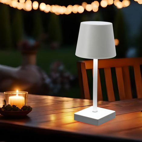 Tischleuchte Indoor Akku Tischlampe dimmbar 3-Stufen Nachttischleuchte USB, weiß, LED warmweiß, LxBxH 10,5x10,5x26 cm