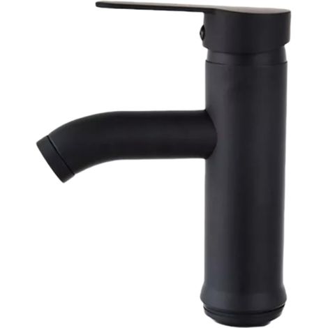 Robinet de salle de bain, robinet de lavabo en acier inoxydable, mitigeur eau chaude/eau froide, robinet de lavabo noir, robinet de lavabo à poser (position basse) (1/5)