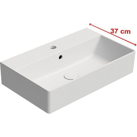 Lavabo KUBE X en céramique 60x37cm, blanc mat (1/4)