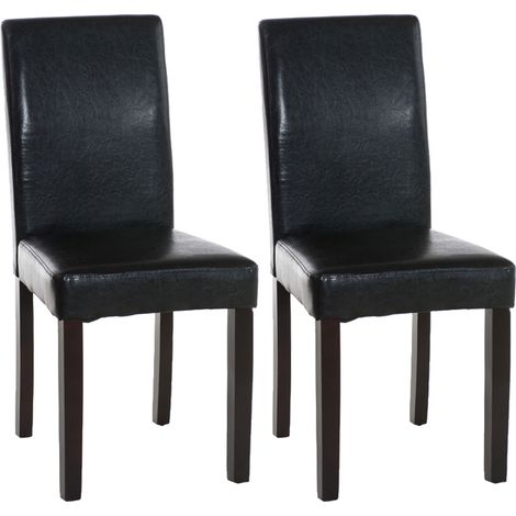 Set 2 sedie da pranzo Ina in similpelle nero marrone scuro