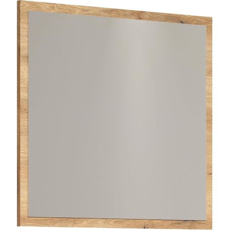 Miroir Mural - Chêne - Miroir vestiaire avec Cadre Couleur chêne (l x H x P) 80 x 70 x 2 cm - Polyvalent (1/5)