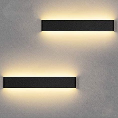 Lot de 2 appliques murales LED d'intérieur, lumière chaude 3000K, éclairage moderne vers le haut et vers le bas. (1/3)