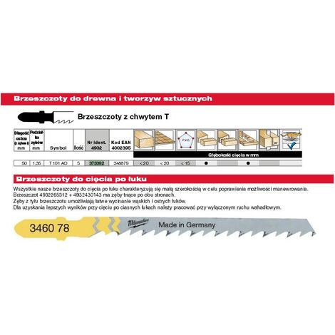SEGUETA CORT.CURVOS MADERA/PLASTICO 50MM PASO 1,35MM - 5UDS REF,4932373392 MILWAUKEE