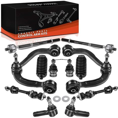 Conjunto de brazo de control de suspensión delantera, acero de alta resistencia, compatible con FORD USA F-150 (1998-2010), brazos de control superiores izquierdo y derecho, mayor durabilidad, cumple  (1/4)