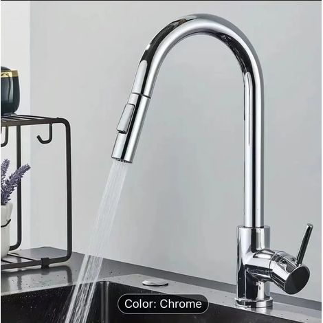 Robinet de cuisine extractible en acier inoxydable (silverB-G1/2), double usage eau chaude/eau froide, anti-éclaboussures, chauffe rapide, robinet de lavabo domestique (1/5)