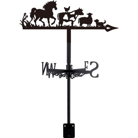 Outdoor Garden Weathervane Farm Animals for Roof, Weathervane, Horse, Weathervanes, Cow, Goat, Weathervanes for Sheds, Wind Direction Indicator, Black, Deco Outdoor Garden (1/5)