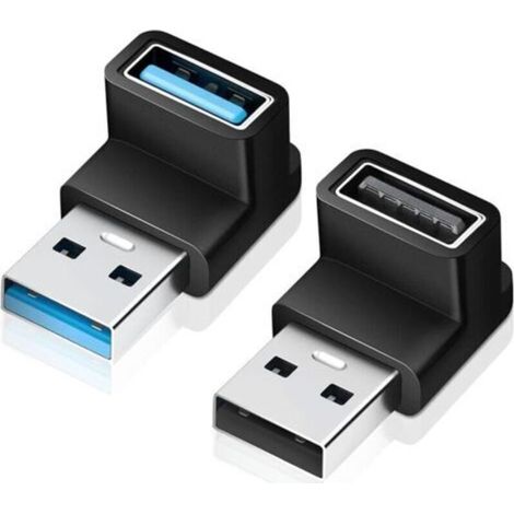 2 Pack 90 Degree Angled USB 3.0 Adapter Up and Down Angle USB A Male to U-S-B-A Female Fast Charging and Data Transfer Adapter for PC Computer (1/5)