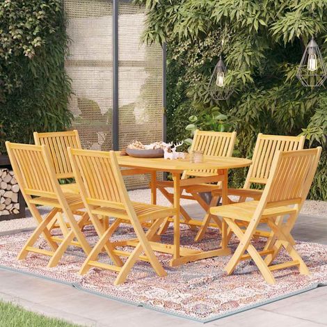 Ensemble de jardin 7 pièces en bois de teck massif, table 180 x 90 cm et 6 chaises pliantes - PANGIVO (1/5)